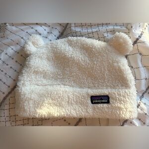 Patagonia Cream Fuzzy Bear-Ear Beanie